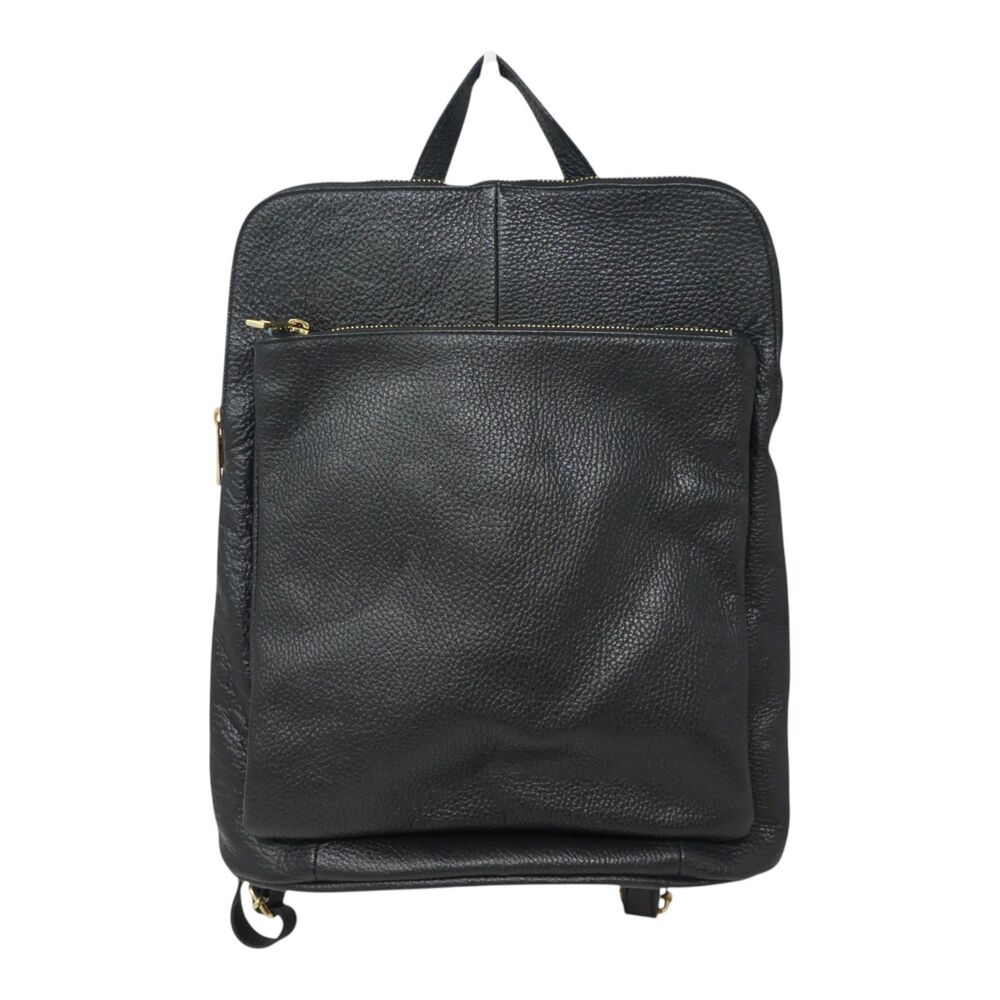 Borse In Pelle Black Pebbled Leather Convertible Purse Backpack Bag